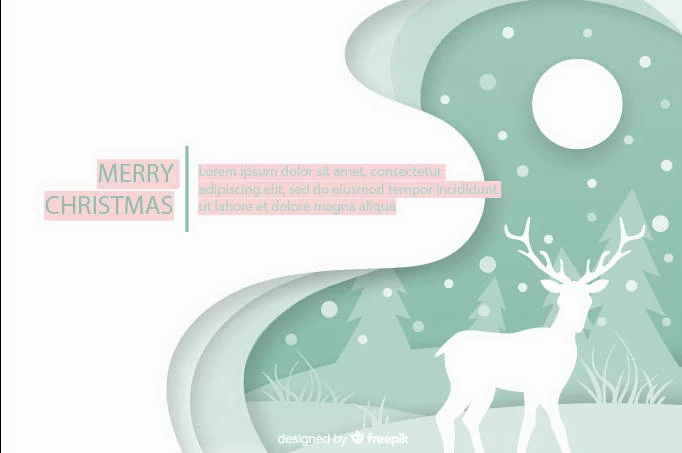 创意剪纸风圣诞节圣诞树圣诞老人麋鹿雪花3D立体海报PSD/AI素材模板【005】